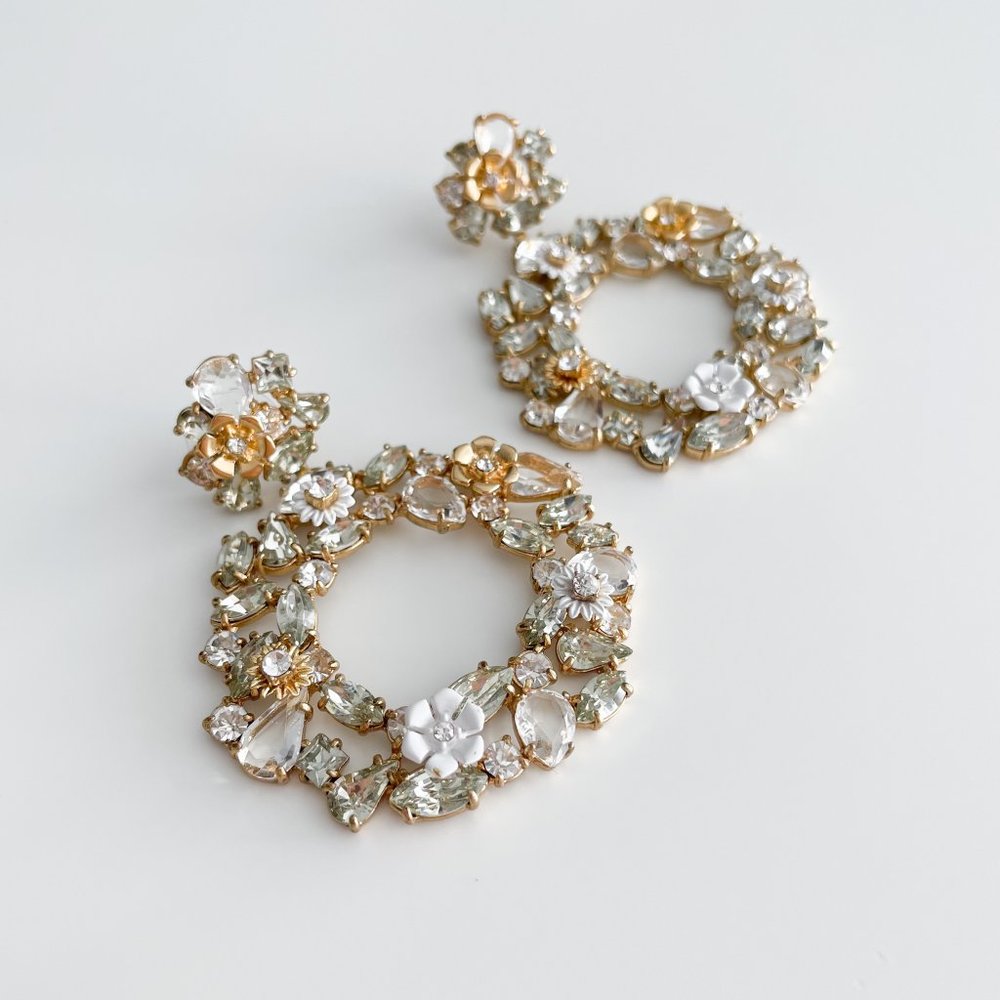 J. Crew Colorful Floral Hoop Earrings (Crystal) - Picture 2 of 3